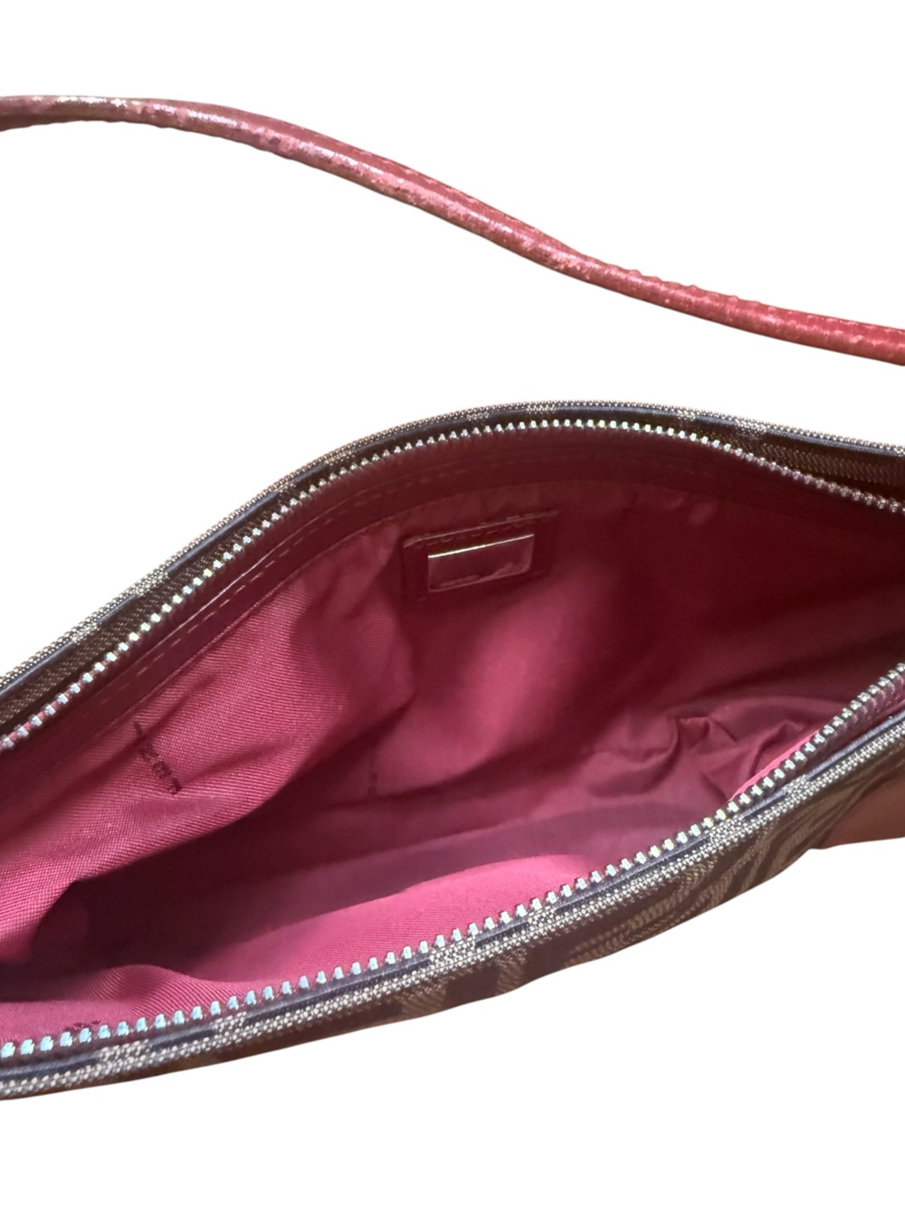 Fendi Zucca FF Monogram Pochette Canvas & Leather Burgundy Shoulder Baguette Bag - Picture 7 of 8